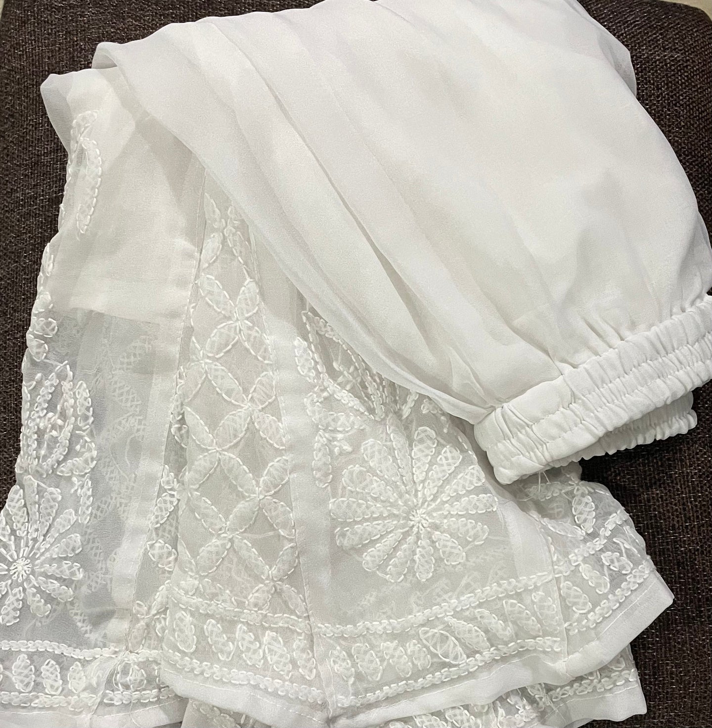 White Georgette Chikankari Palazzo